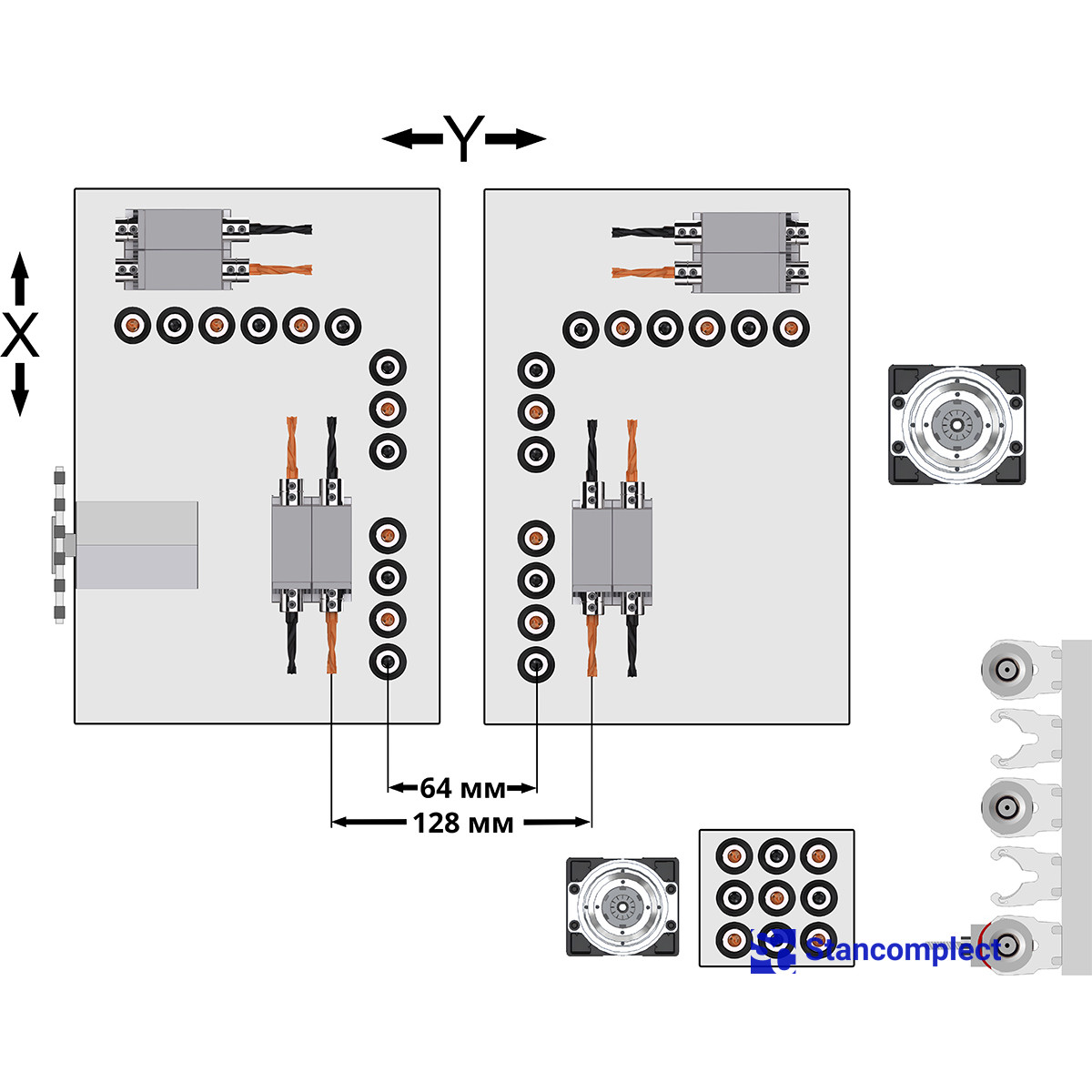 CNC drilling center KD-612KHSZA for work as part of automatic lines (milling with tool change)